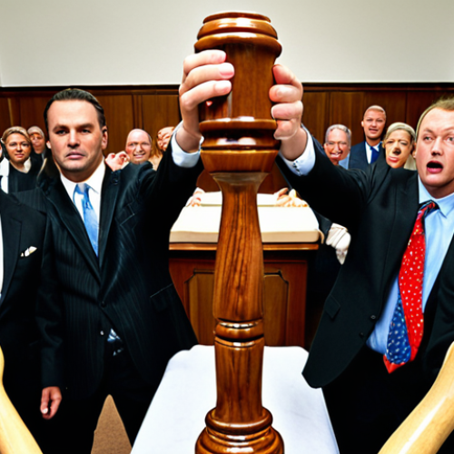 Home 19 A gavel striking a block in a sophisticated auction house, surrounded by eager bidders holding paddles. Focus on the tension and excitement of the auction environment, highlighting the importance of the auctioneer's role.
