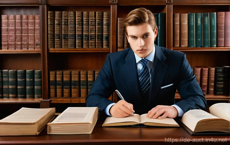 경매사 시험에서 고득점 받는 비결 - **Prompt 1: The Analytical Auctioneer's Foundation**
    "A young, determined auctioneer, either mal...