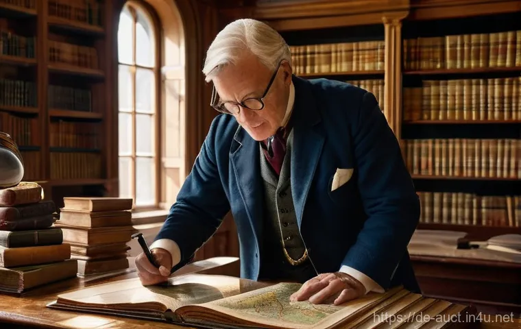 경매사 자격증 취득 후의 경력 개발 플랜 - **Prompt 1: The Specialized Auctioneer's Study**
    "A distinguished, middle-aged male auctioneer, ...