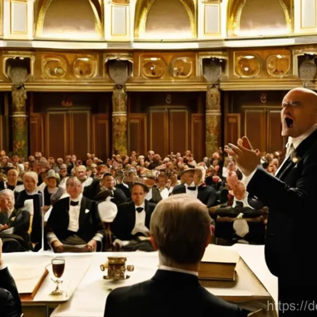 경매사 필기시험 대비를 위한 핵심 요약 - **Prompt:** "A charismatic German auctioneer, a man in his late 30s to early 40s, dressed in a sharp...