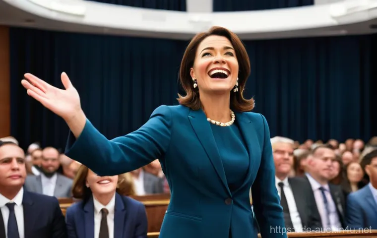 경매사 실기시험 중 자주 겪는 문제점 해결 - **Prompt:** A poised male auctioneer, in his late 30s, dressed in a sharp, dark suit with a crisp wh...