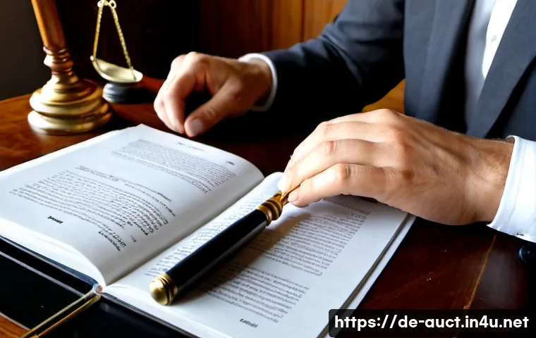 Home 17 경매사 시험에서 자주 나오는 법률 문제 유형 - Photorealistic German auctioneer exam preparation scene, a focused adult candidate seated at a tidy ...